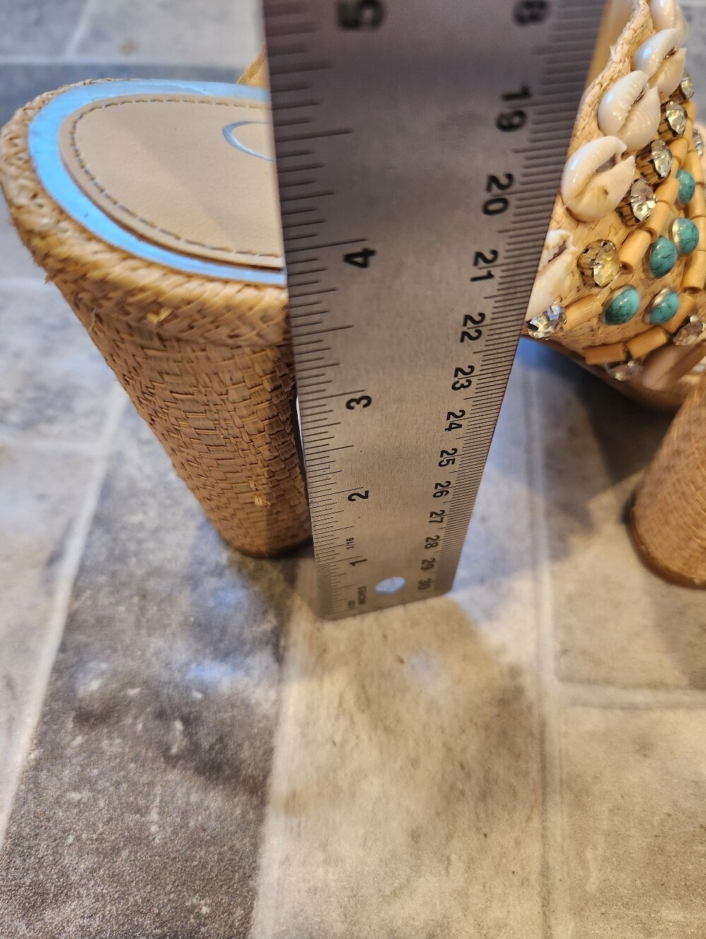 Jessica SIMPSON Beaded Shell Embellished Woven Slide Sandals - Natural - Picture 3 of 5